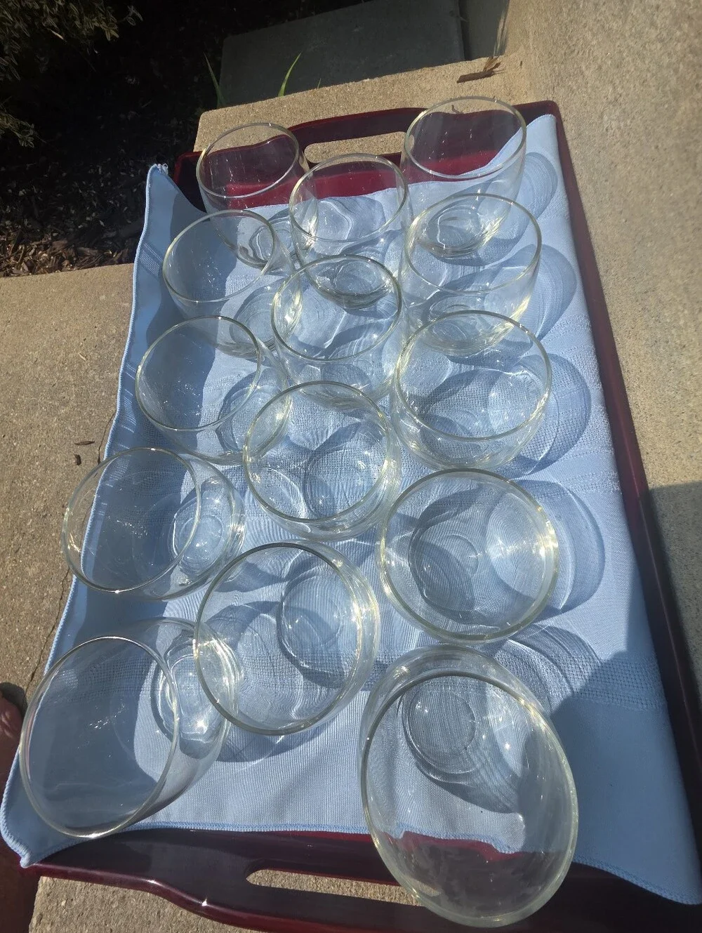 Rolly poly clear bintage glass tumblers, set of 14